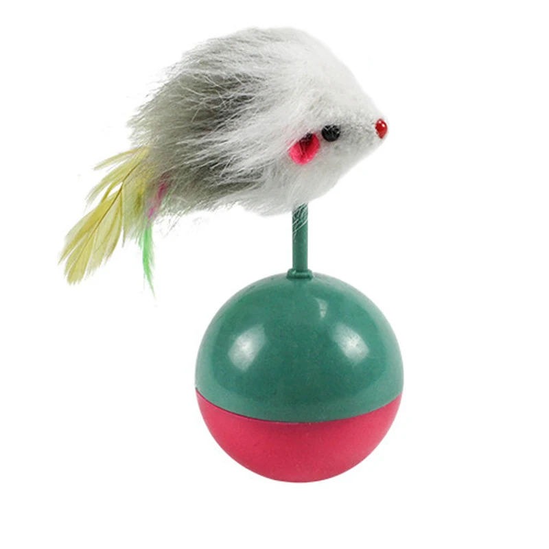 

Colorful Feather Cat Scratch Tumbler Mouse Teasing Cat Ball Plush Interactive Cat toy