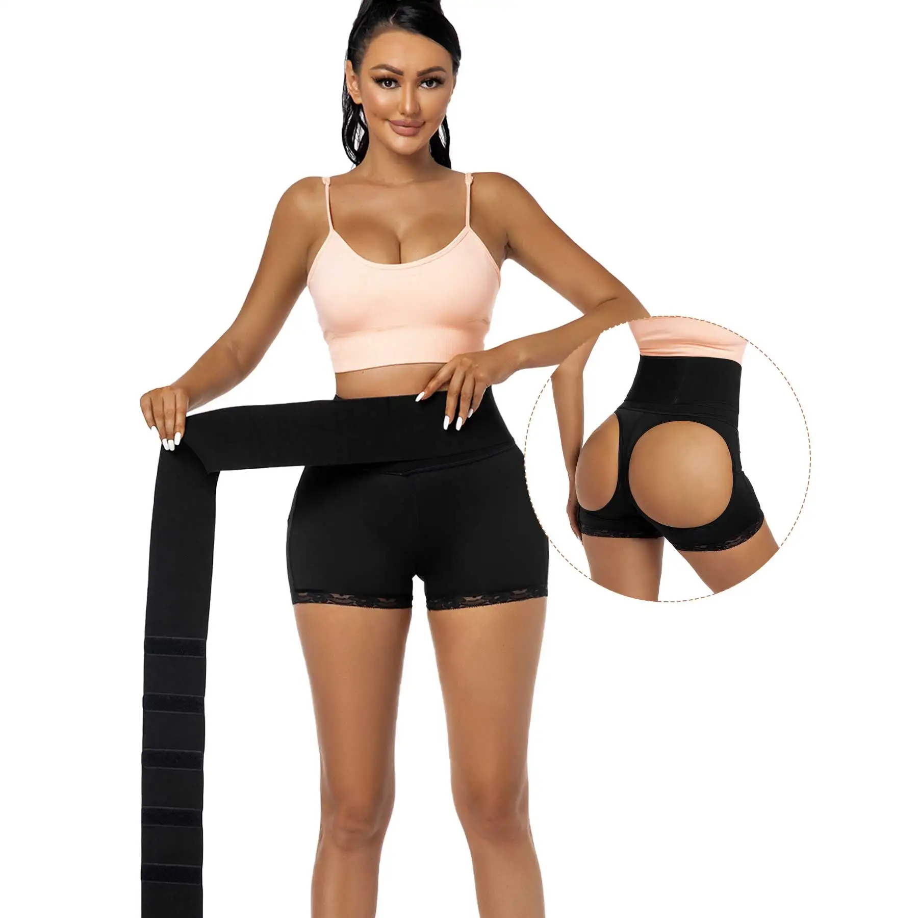 

Ready to Ship Colombian Shapewear Butt Lifter Hip Raise Shaper Women Buttocks Control 2in1 Wrap Bandage Waist Trainer