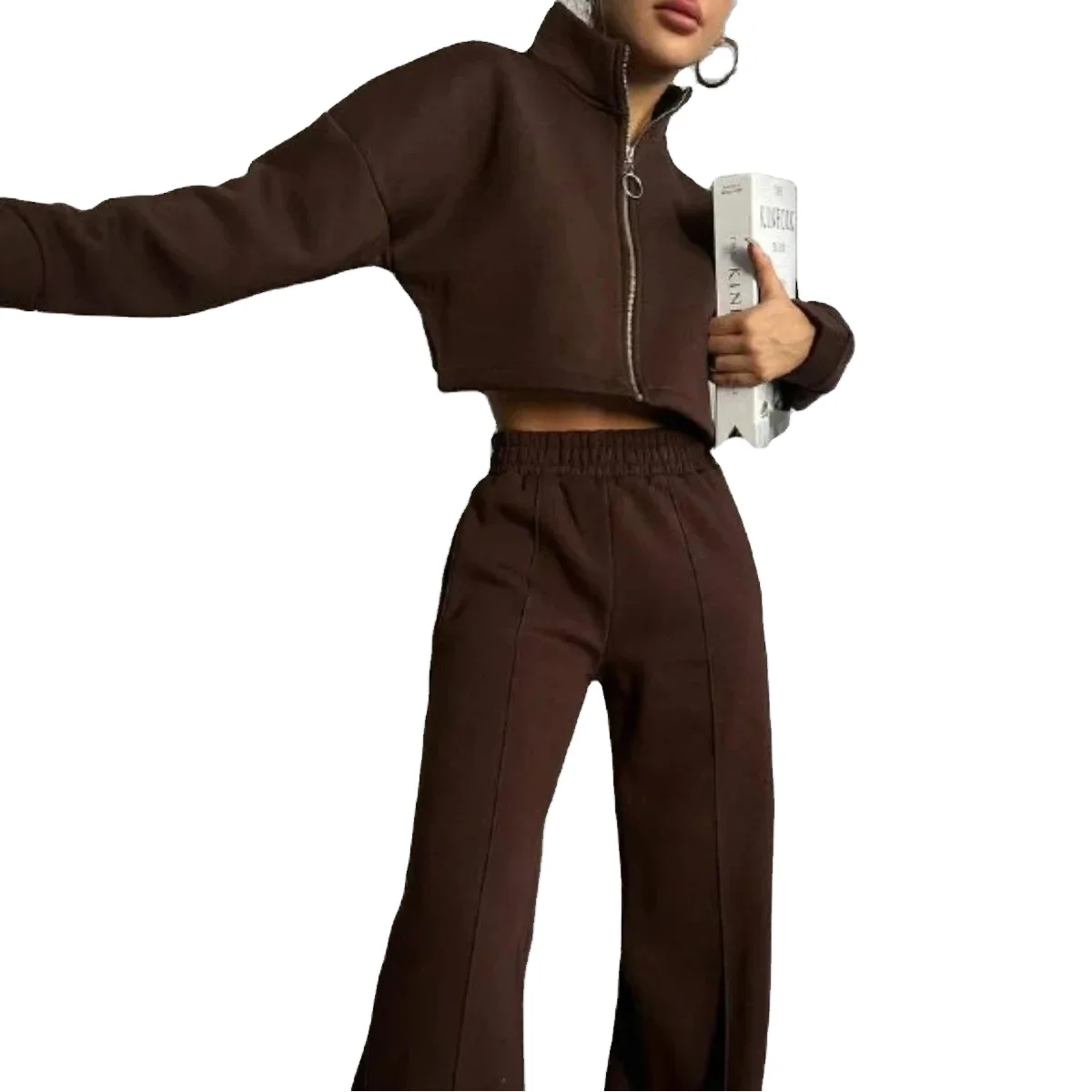 Printed Hoodie & Solid Trousers Casual Set