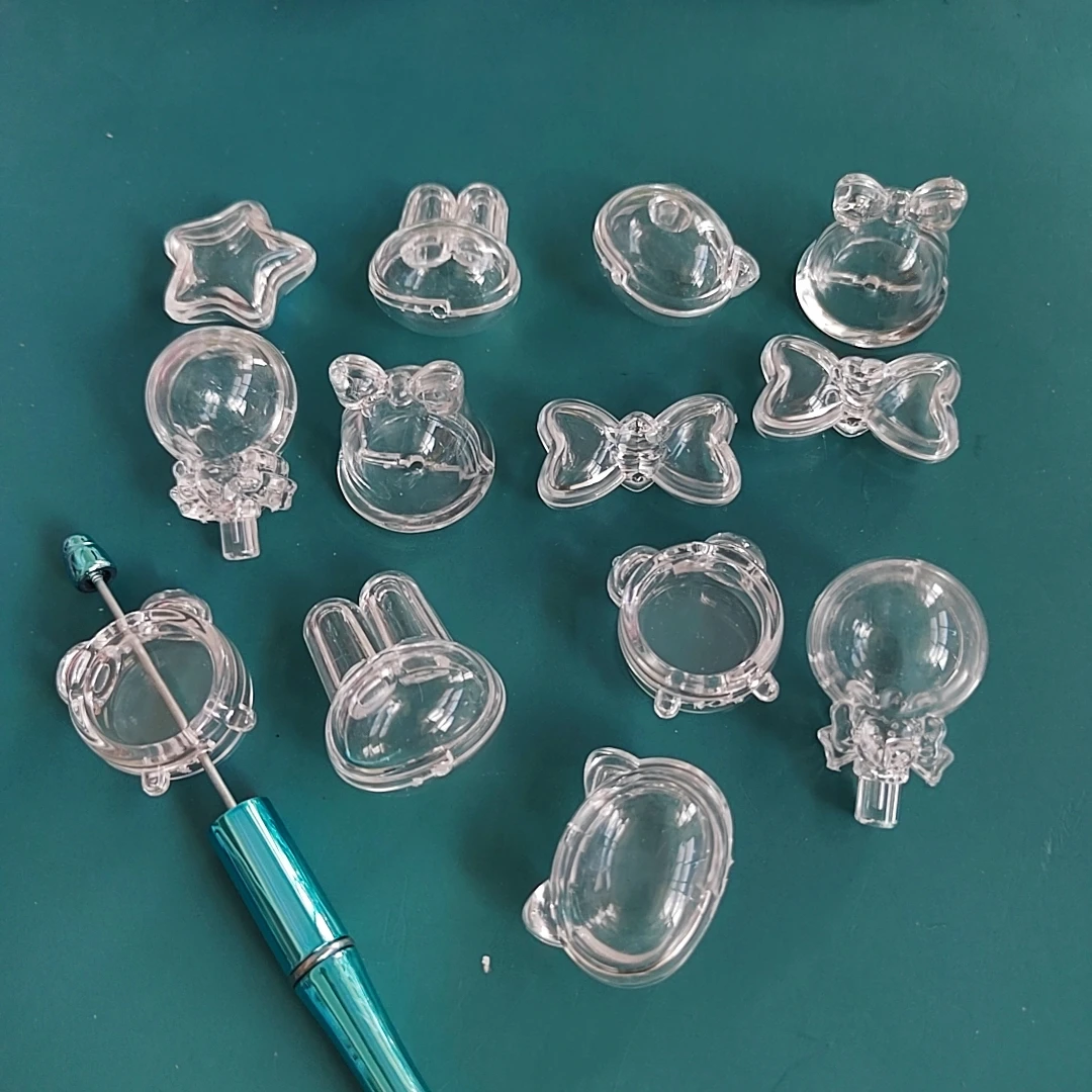 DIY Clear Beads Making Star Bowknot Lollipop Shape Acrylic Shaker Beads for Pen Bead Jewelry Findings & Components
