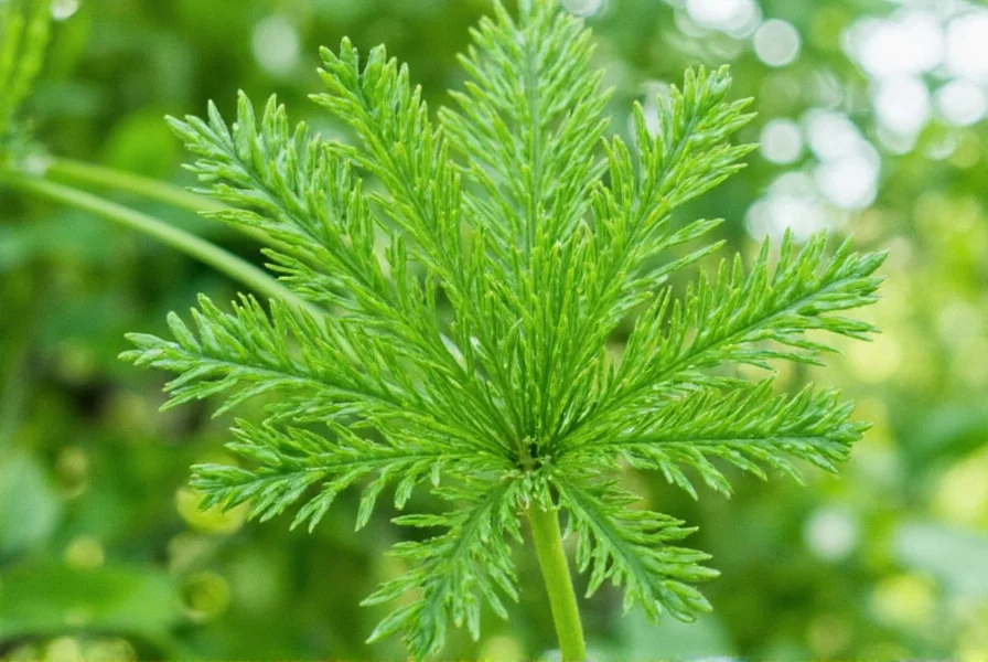 Chervil leaves on a stone plate