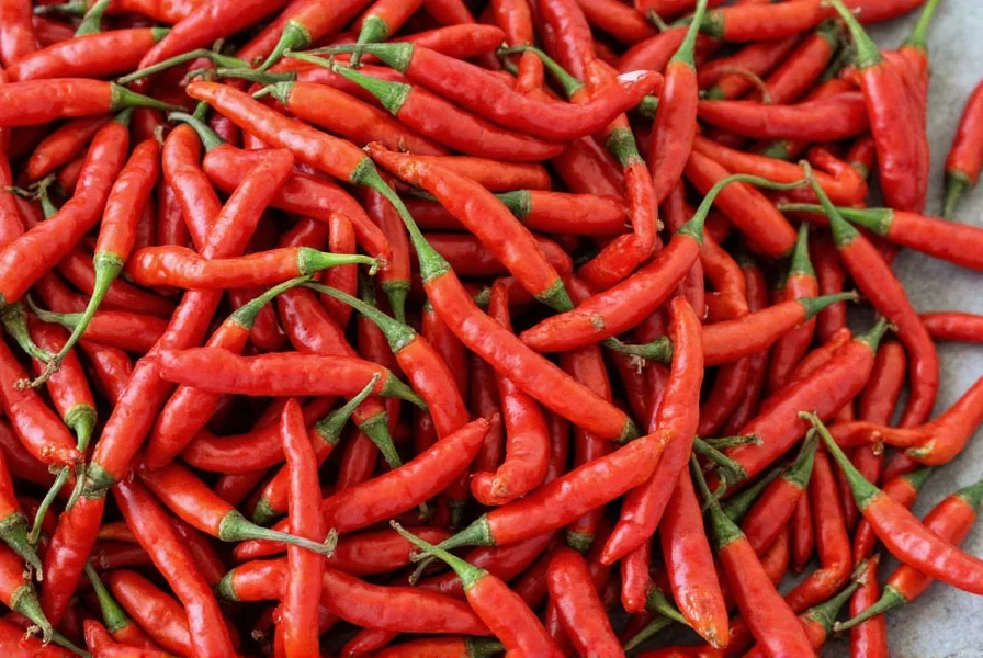 Arbol chilies on display at a grocery store