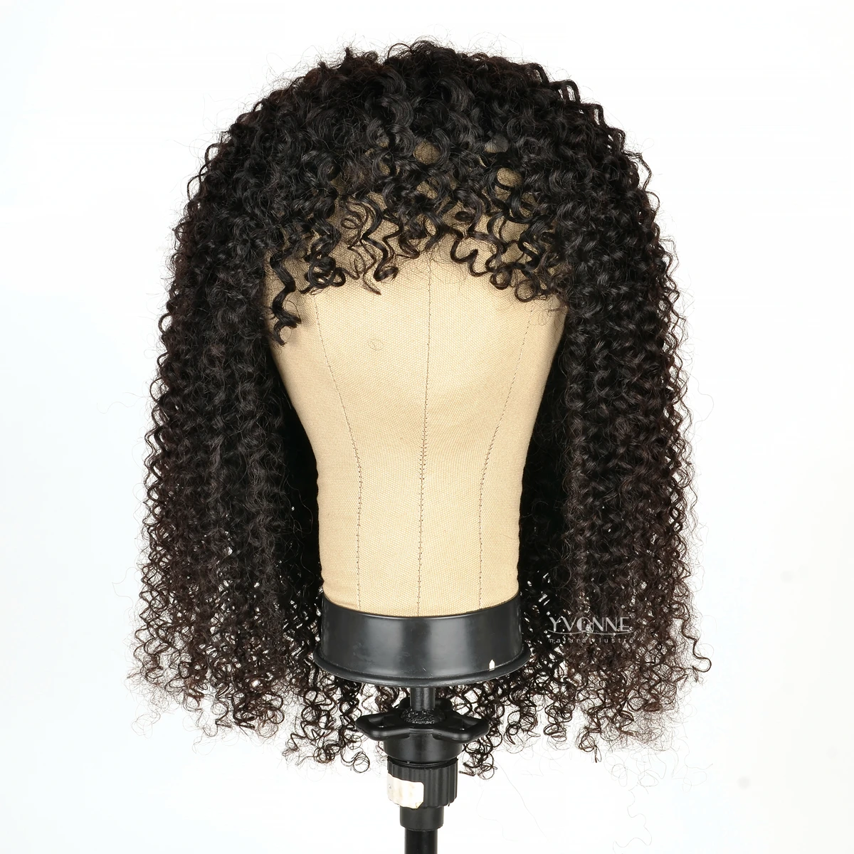 

YVONNE Much Fuller Machine Made Wigs Malaysian curly 100% Human Hair wigs 20inch for black women, Natural color lace wig