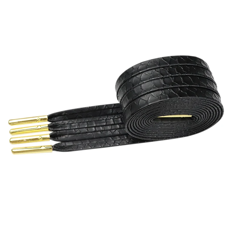 

2022 New Flat Luxurious 7mm Wide Leather Waxed Shoelaces with Wax Shoe Laces Custom length