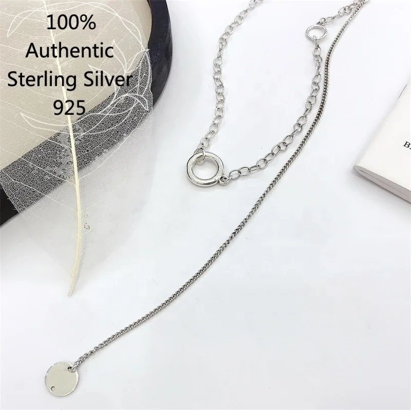 

Cadenas de Plata Ley 925 Sterling Silver Cuban Chain Tassel Necklaces for Man Neck Chocker Minimalist Circle Layering Collar