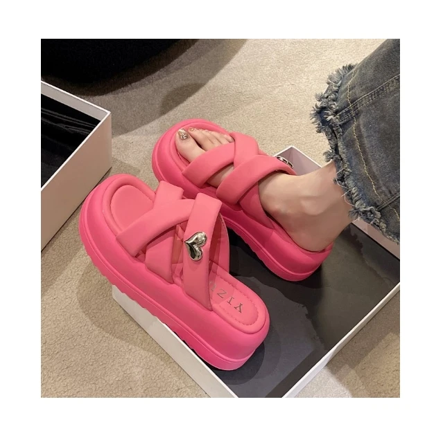 

Summer New Women Slippers Wearing Cross Sole Sandals on the Beach Casual Fairy Style Elevated Women Shoes