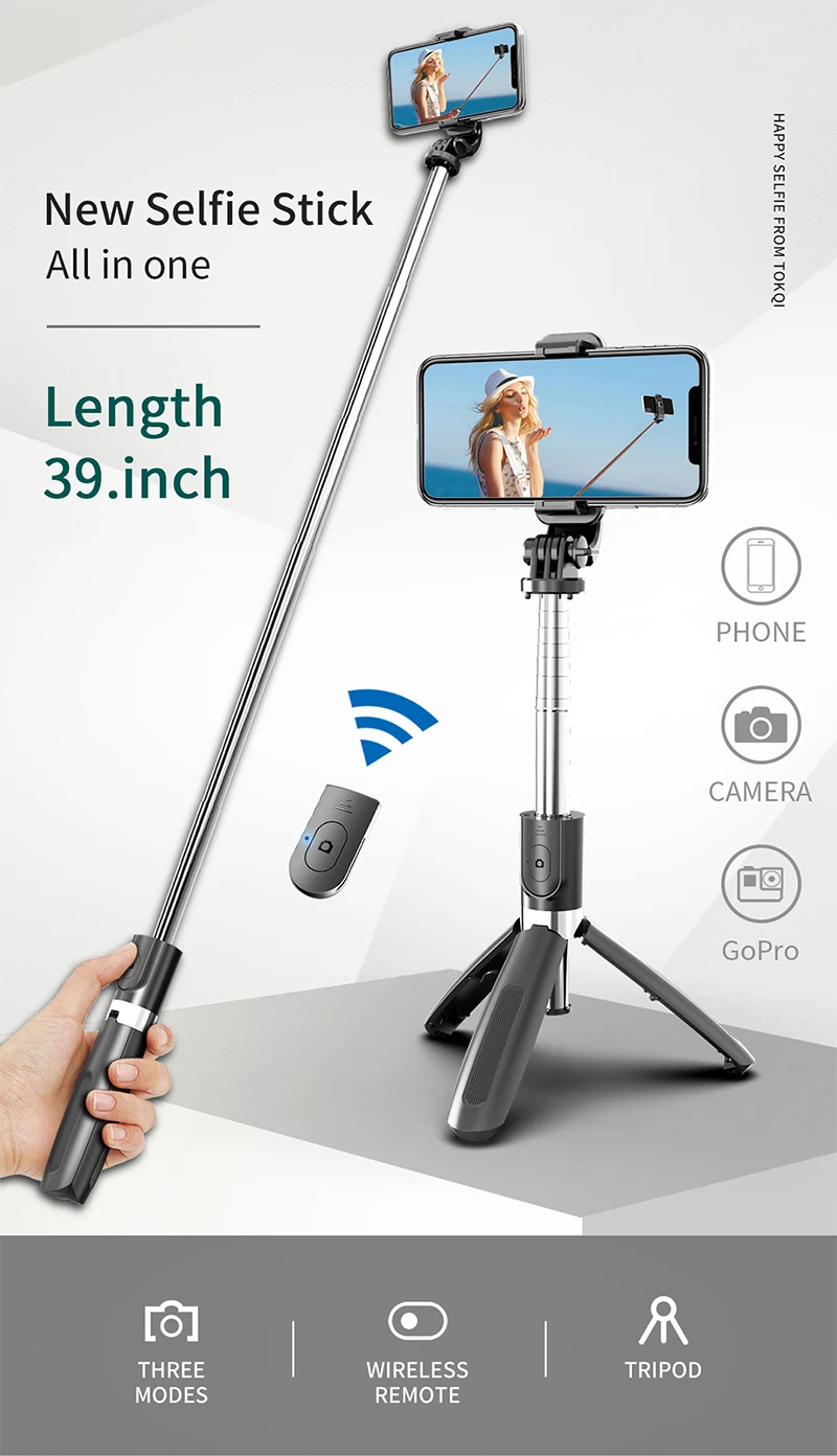Smartphone Portable 360 Rotation Wireless Selfie Stick Tripod For Gopro And Sports Action Cameras Buy Travel Portable Selfie Stick For Mobile Phone Cell Phone Long Extendable Selfie Stick Tripod Foldable Selfie Stick Product
