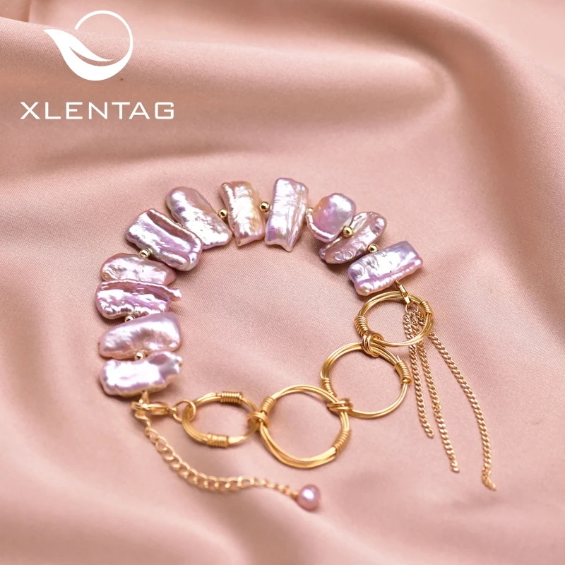 

XlentAg Personalized Natural Baroque Pearl Girl Bracelet Best Friend Party Gift Luxury Bohemian Jewelry Original Designer