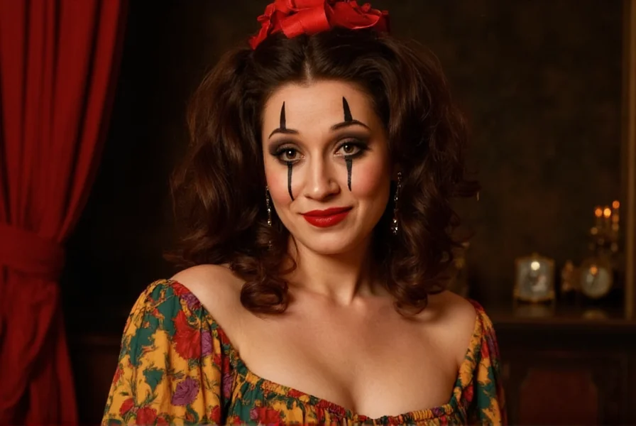 Naomi Grossman as Pepper in American Horror Story Freak Show wearing vintage circus performer costume with distinctive makeup and expression