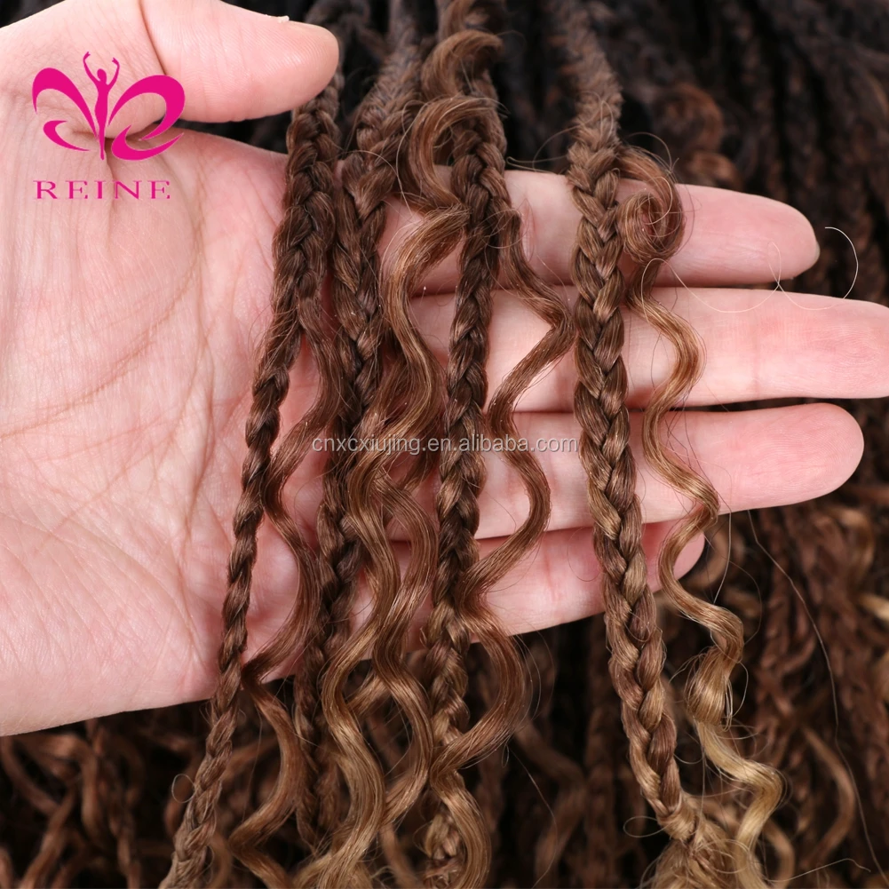 Reine New Styles Bohemian Box Braids With Curls End Black Ombre Brown