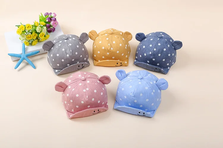 Cute Baby Hats Baby Boys Girls Kids Polka Dot Hat Smiling Face Wave Point Baseball Cap Sunhat casquette enfant Baby Hat