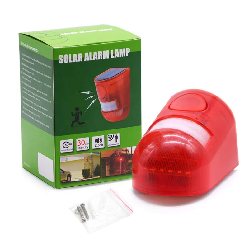 Granja Villa Alarma de Seguridad Solar con Sensor de Movimiento Luz Estrobosc/ópica de Alarma Solar Impermeable L/ámpara de Advertencia para Jard/ín