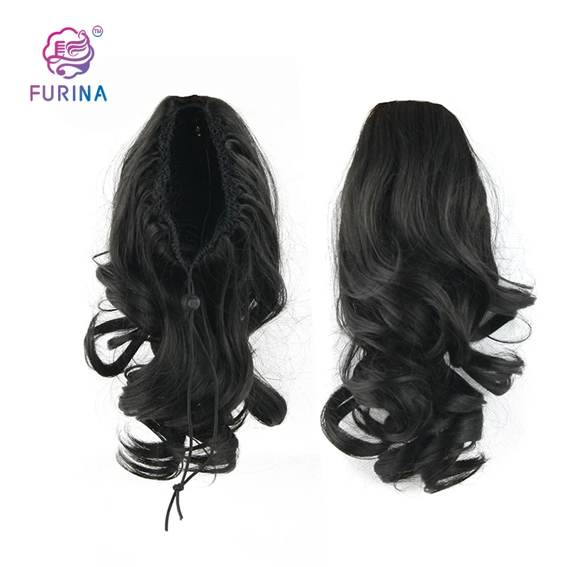

2020 High quality hair ties ponytail elastic drawstring ponytail human hair curly hair ponytail pieces for cute girl, Pure colors/ombre color/ customized colors