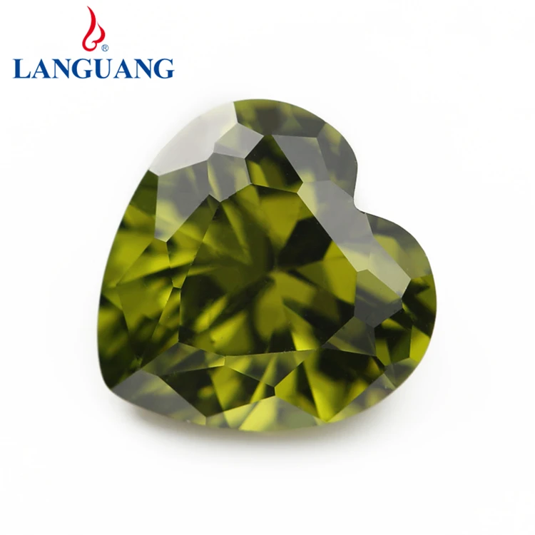 

Wholesale Loose Stone Color Olive Green Cz Cubic Zirconia Synthetic Heart Zircon