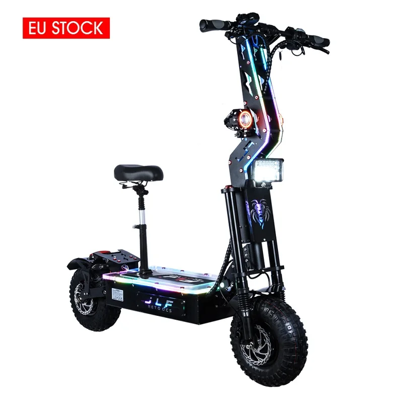 

FLJ 14inch 8000W fast speed Electric Scooter Max Range 80-300kms 60V/72V Dual Motor Newest Design Adults Off Road Tire E Scooter, Black