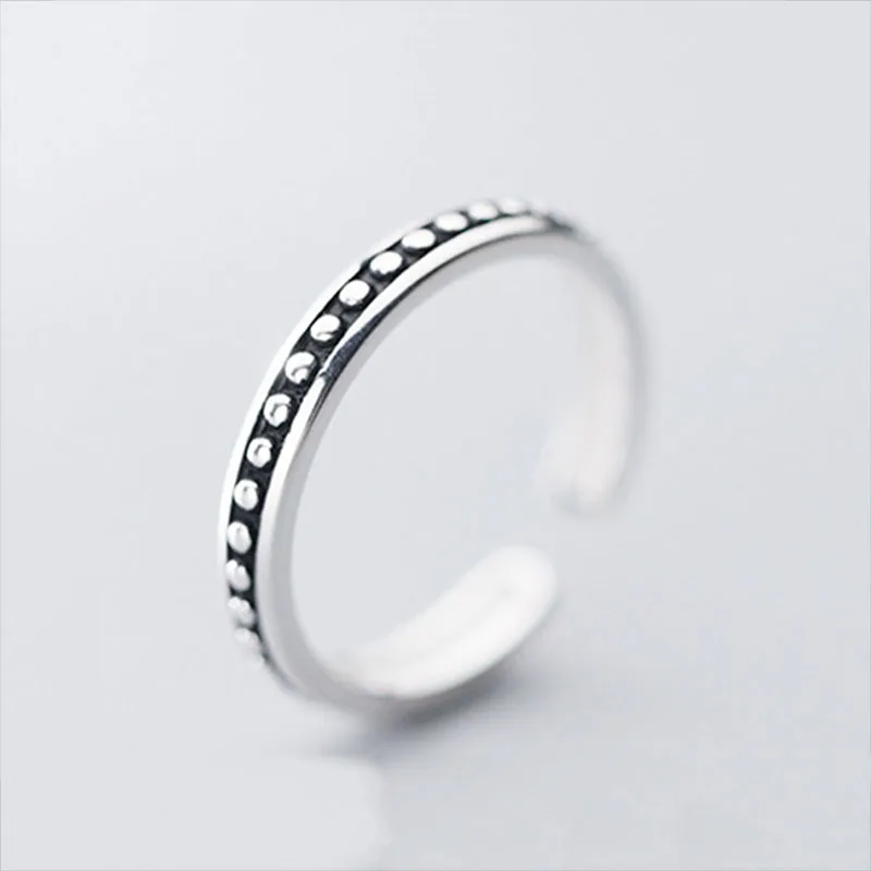

jewellery 925 sterling silver vintage beads adjustable open ring daily wear party female rings