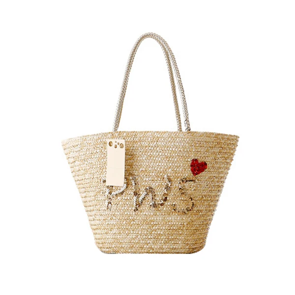 

Popular Embossed Sequins Causal Tote Beach Straw Bags For Women Vacation
