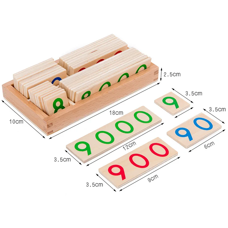 Children's Wooden Montessori Numbers 1-9000 Learning Card Math Teaching Aids Preschool Children Early Education Educational Toys