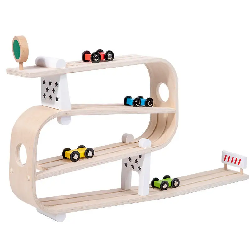 2026 New Children Wooden Inertia Glider Rail Track Car Racing Slide Scooter Game Educational Tracking Creative Toys for Kids