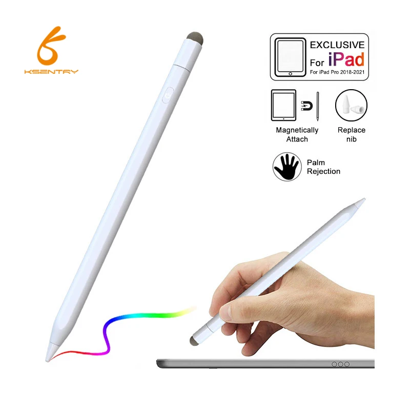 

Tablet capacitive active 2 in 1 stylus pen with Palm Rejection for ipad apple pencil 2 with tilt function, White & black