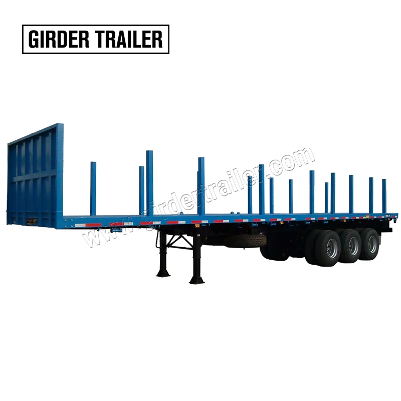 

Trailer chassis custom made 12 metre steel pipe stakes flatbed 3 axle 40 ft container truck trailer for sale in thailand, According to customer requirement