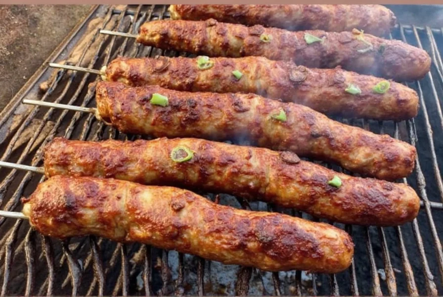 Gas grill with smoke rising from wood chips