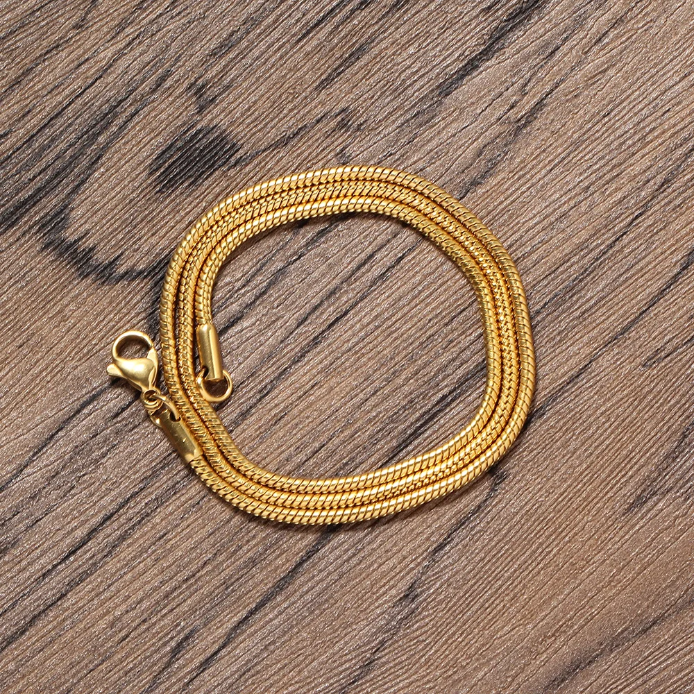 

TUNKALL SC017 2mm round snake chain link Stainless Steel iced out Jewelry Hip Hop Chain For Men And Women Necklace