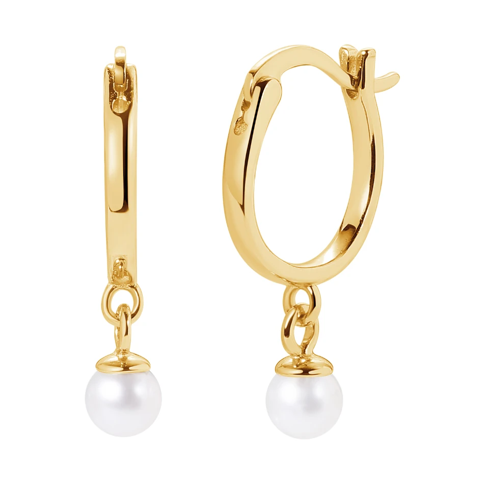 

Mininalist Jewelry Women Fashion Earrings 18K Gold Plated Jewelry 925 Sterling Silver Pearl Hoop Earrings