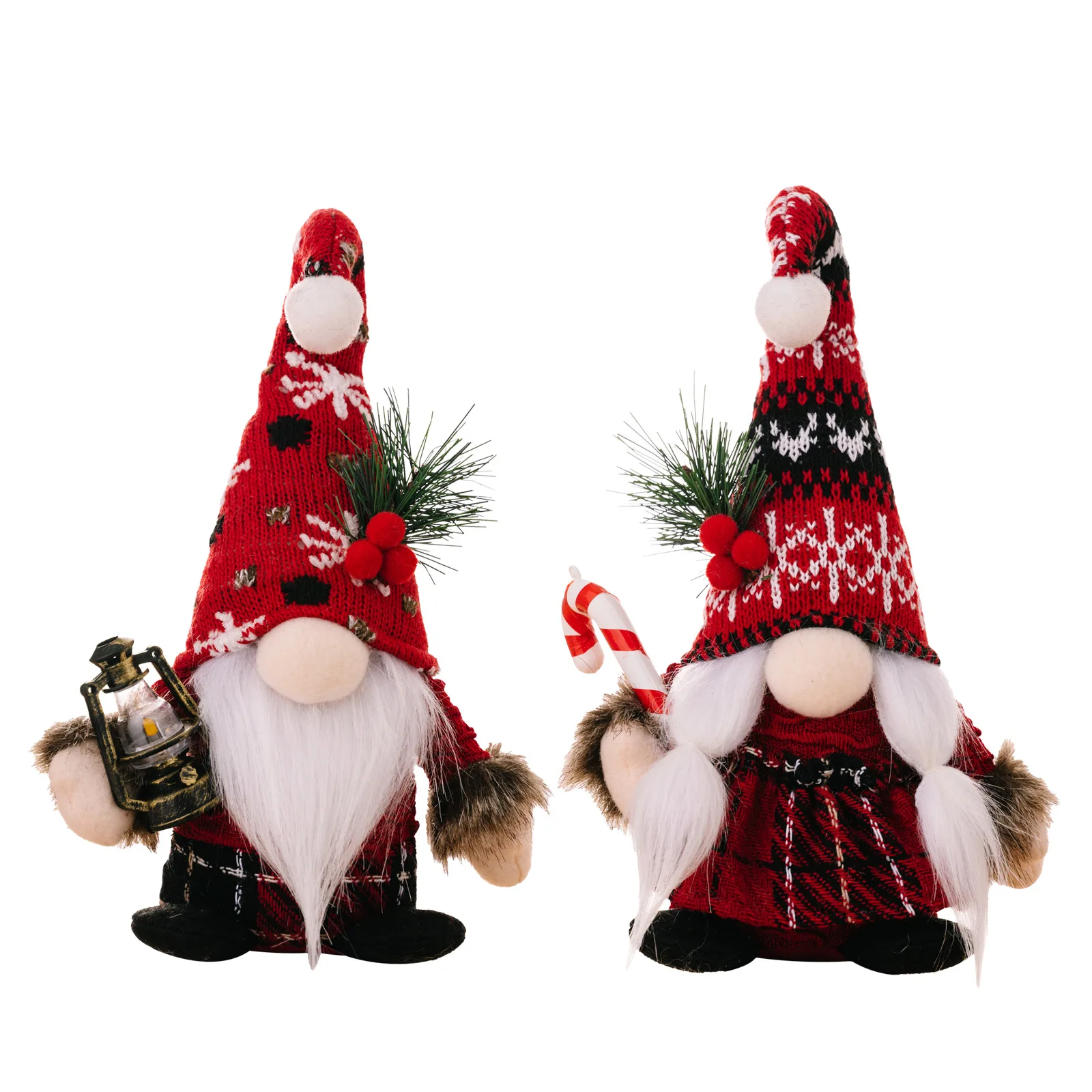 

Faceless Light Up Gnomes Plush Figurine Doll Xmas Ornaments Knitted Curved Hat Crutch dwarf vintage Christmas Party Home Decor