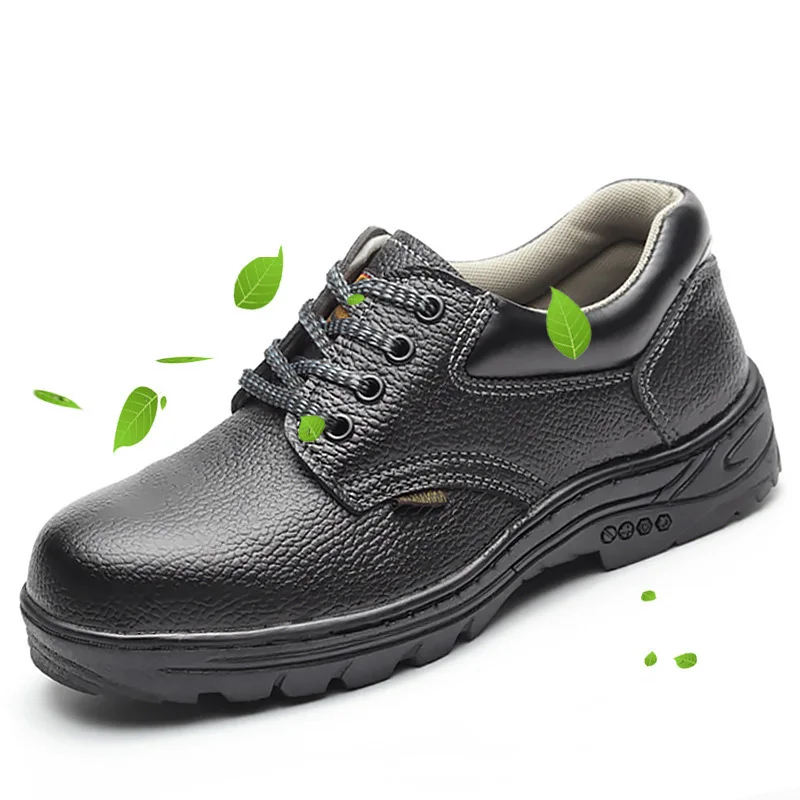 

Wholesale Anti-Smashing Non-Slip Labor Insurance Steel Toe Leather Work Safety Shoes, As the pictures show