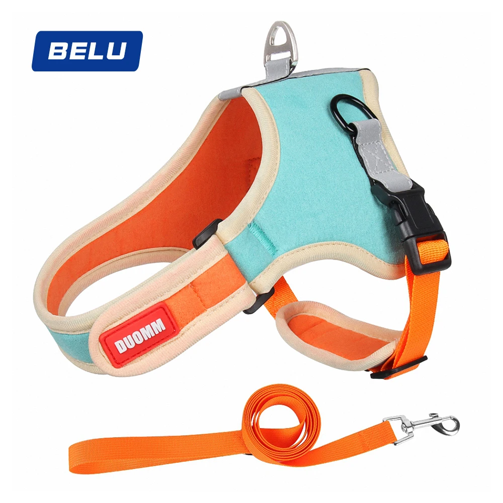 

Suede fabric Pet accessories durable dog harness breathable pet harness reflective Saddle dog vest, Picture
