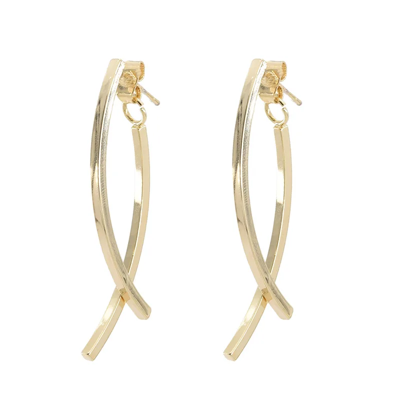 

Retro Geometric Gold Earring Long Personality Earrings Women, As pic shown