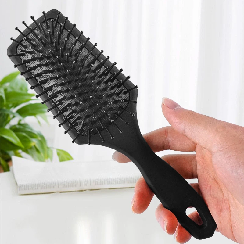 

Air Hair Brushes For Hair Care Massage Comb Wet Curly Detangle Hair Anti-static Salon Modeling Tool Round Tooth Tips, Black