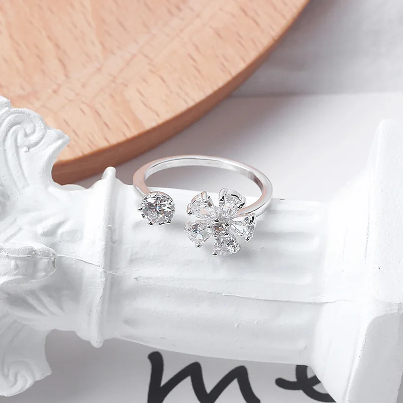 
Fashion jewelry charming Rose Gold Cubic Zirconia girls Flower Finger ring 