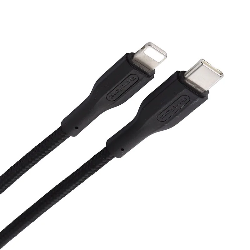 

Phone Planet Best quality 1.2M TPE Molding PD Fast Charging Data Cable For I-phone PJ-CL-005-120-BK, Black+black