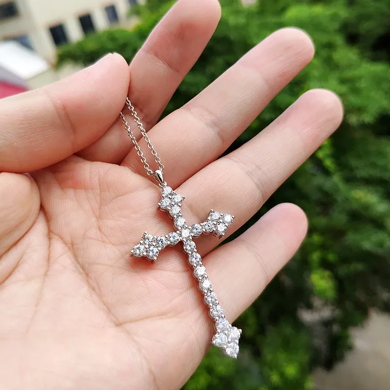 

Manufacturer Direct Sale Sterling Silver Crystal Diamond Necklace Cross Pendant Necklace