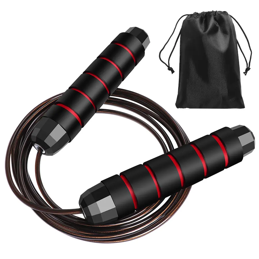 

Weighted Jump Rope Tangle-Free Foam Handle Custom Logo Speed Jump Rope Adjustable Skipping Rope Fitness Sports Gym Training, Black, red, blue, green, e.weight, bag