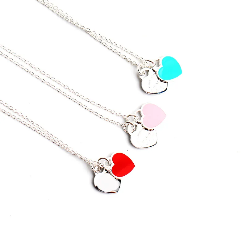 

Fashion 925 sterling silver necklace heart-shaped necklace enamel silver jewelry for women, Silver /gold /rose gold