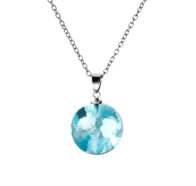 

WIIPU Nature Blue Sky jewelry White Cloud Resin Transparent Ladies Necklace Jewelry Gift accesorios