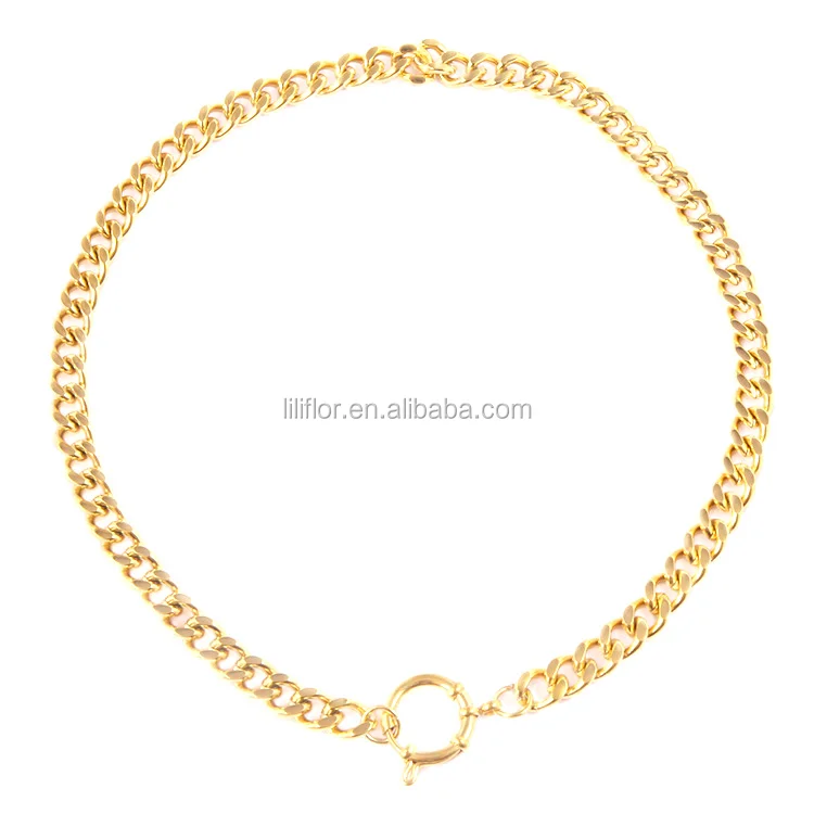 

High Quality 18K Gold Plated Stainless Steel Thick Chain Necklace P203080