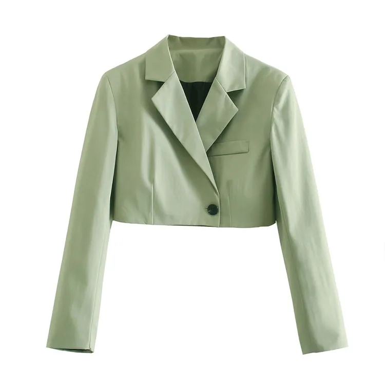 

BMURHMZA2021 summer new casual women's wear khaki green handsome short one button suit small suit jacket, Pink