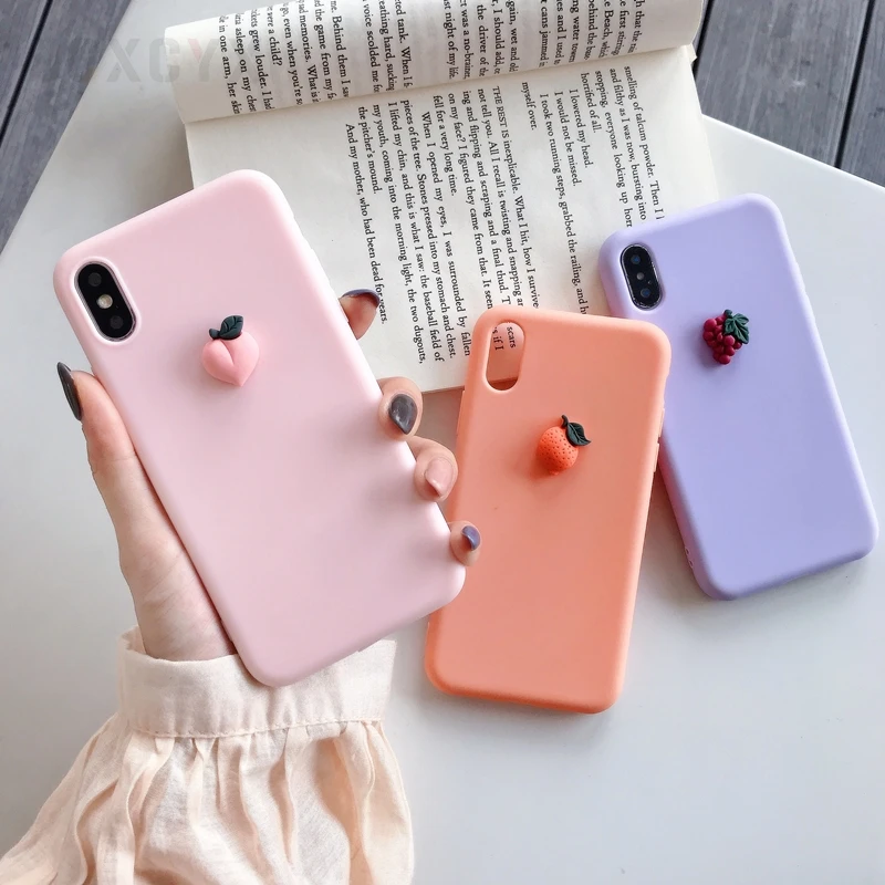 

Cute 3D fruit banana peach grape orange silicone phone case for iphone X XR XS MAX 6S 7 8 plus cover
