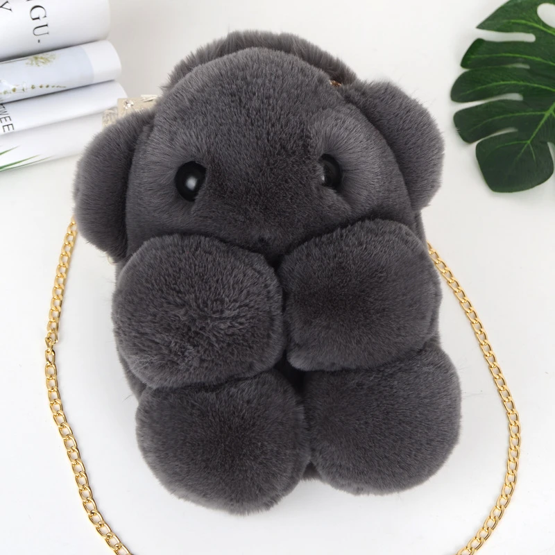 

Soft fashion fur designer handbags Low Price High Quality Four Feet Bear Faux Fur handbags, 6 colors