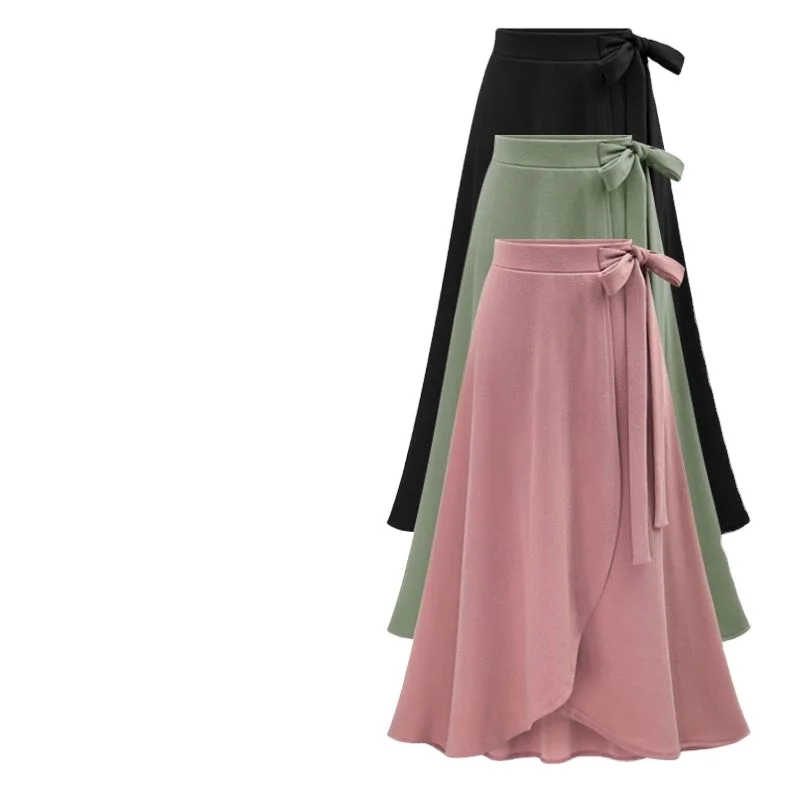 

Plus Size Womens Skirts Vintage Slit Long Skirts Ladies Long Jupe High Waist Bowtie Slim Casual Asymmetric Saia Skirt