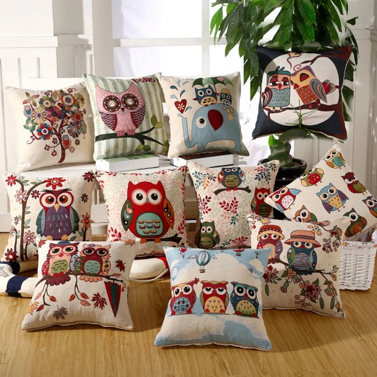 Custom home decor digital printed animal owl throw pillow cushions