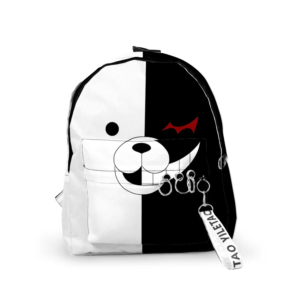 

Danganronpa Bag Leisure Key Chain Schoolbag 3D Printing Anime Dangan Ronpa Monokuma Cosplay Backpack For Men Women