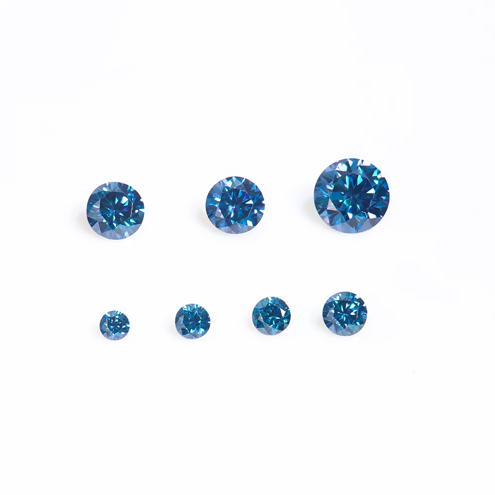 XINGYUE GEMS FACTORY Wholesale Royal Blue Color Round Mossanite Moissanite 0.8-2mm Small Stones Diamond for Jewelry Application