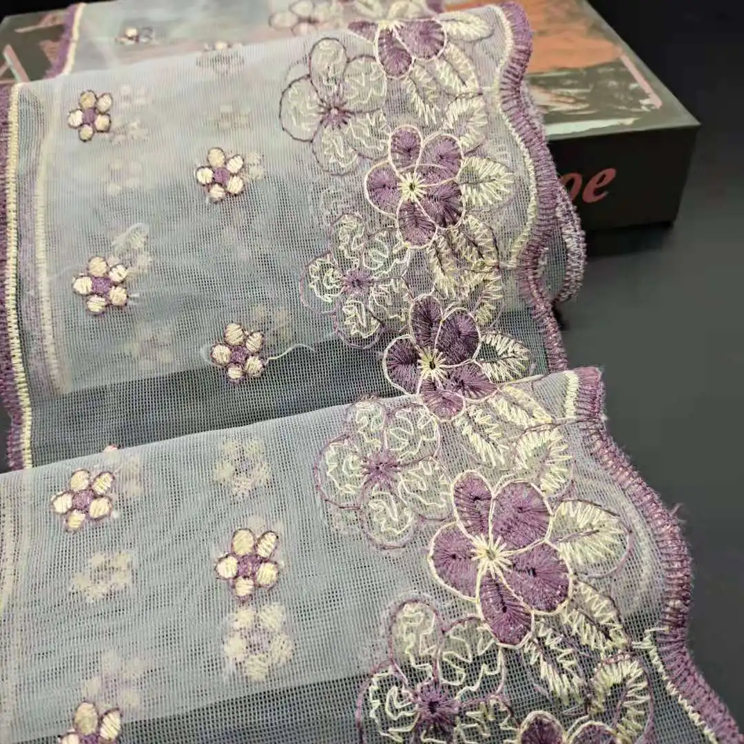

New Style High Quality 100%Polyester Embroidered Lace Fabric Trim Ribbons
