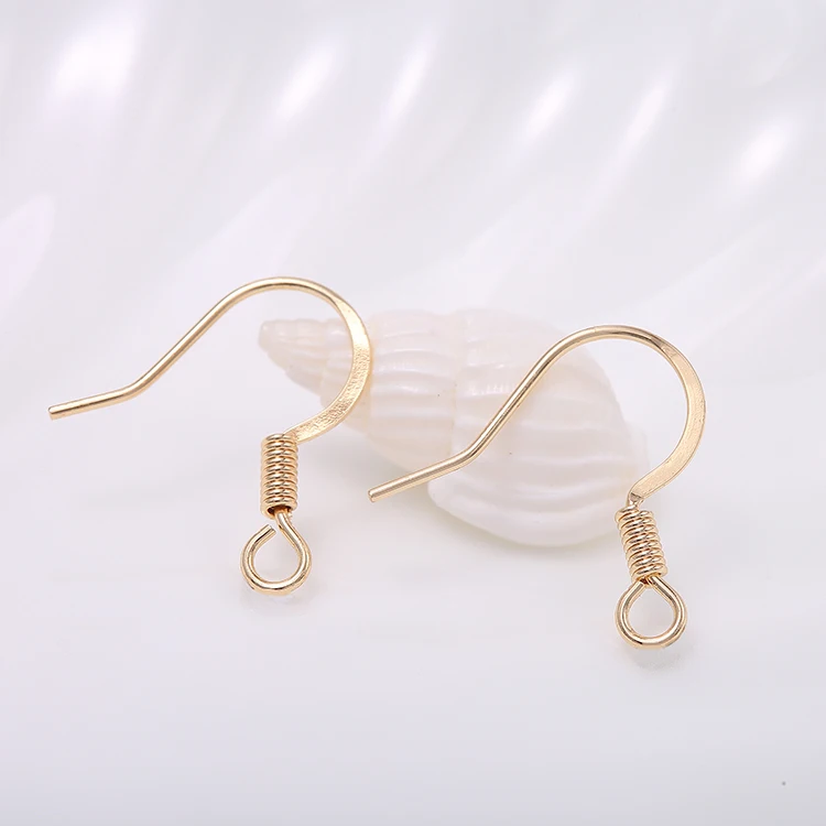 

Factory Wholesale 100pcs Per Bag 14K Gold Plated Hanging Hook Earring Hooks for Diy Jewelry Accessories