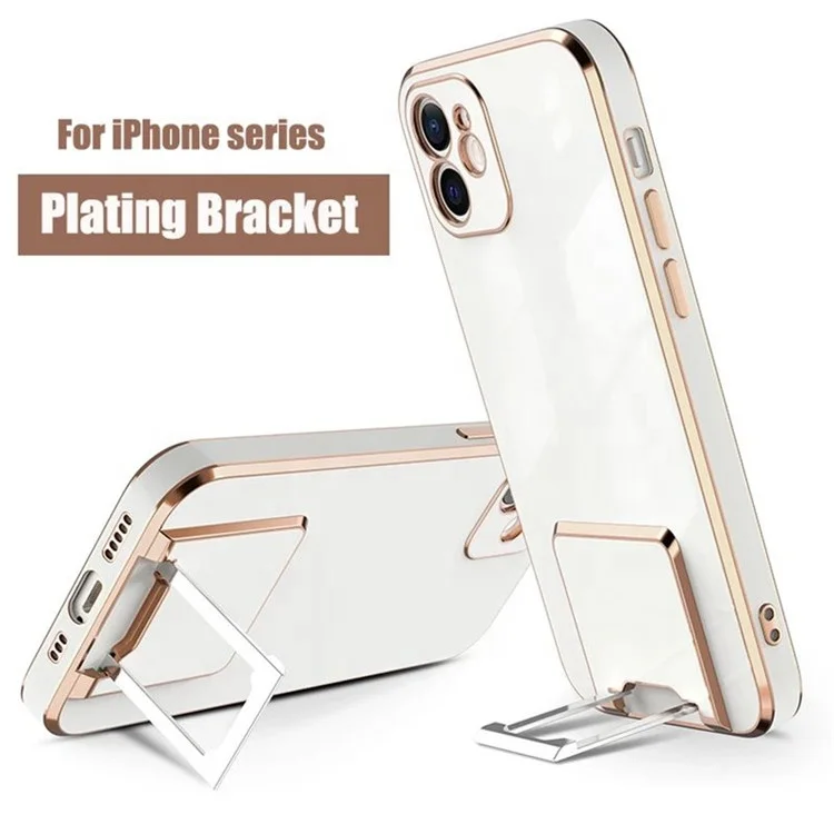 

electroplating tpu clear transparent phone case with invisible metal kickstand for iphone 13 pro max